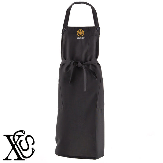 35丸に笹竜胆柄 刺繍 首掛け ロング エプロン ワンピース レディース 撥水加工 カフェ 業務用 保育士 飲食店 サロペット サロン【X-CLOTHES】オリジナル グッズ 刺繍 ワンポイント 雑貨【b 杢ベージュ 杢グレー ブラック】 【7家紋お祝-家紋1-40】