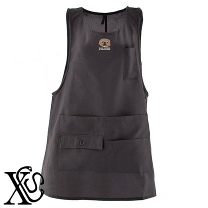 ペキニーズ9柄 刺繍 ミドル エプロン ワンピース レディース 撥水加工 カフェ 業務用 保育士 介護士 飲食店 マタニティ サロペット 大きいサイズ【X-CLOTHES】オリジナル グッズ 刺繍 ワンポイント 雑貨【b 杢ベージュ 杢グレー ブラック】 【10犬猫図鑑-犬図鑑-C】