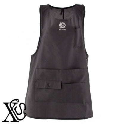 猫25柄 刺繍 ミドル エプロン ワンピース レディース 撥水加工 カフェ 業務用 保育士 介護士 飲食店 マタニティ サロペット 大きいサイズ【X-CLOTHES】オリジナル グッズ 刺繍 ワンポイント 雑貨【b 杢ベージュ 杢グレー ブラック】 【1各種動物-猫】