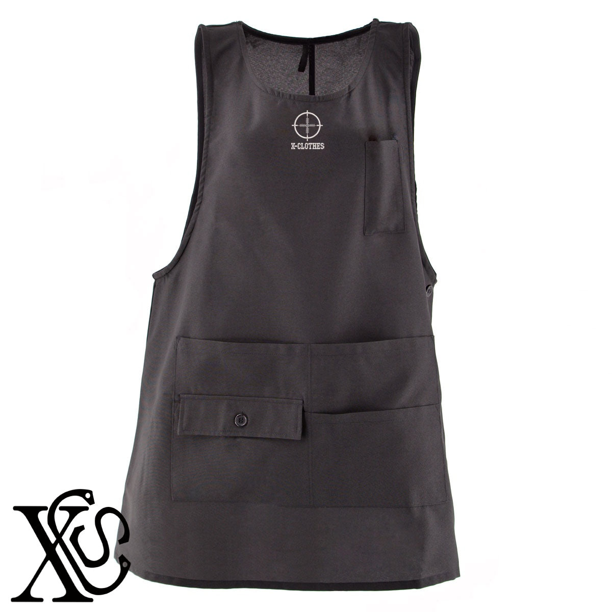 照準2柄 刺繍 ミドル エプロン ワンピース レディース 撥水加工 カフェ 業務用 保育士 介護士 飲食店 マタニティ サロペット 大きいサイズ【X-CLOTHES】オリジナル グッズ 刺繍 ワンポイント 雑貨【b 杢ベージュ 杢グレー ブラック】 【2植物ロゴ-モチーフ】