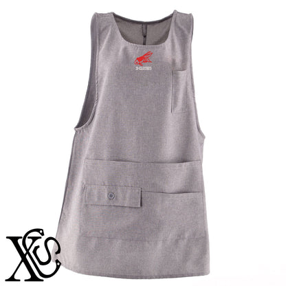 金魚8柄 刺繍 ミドル エプロン ワンピース レディース 撥水加工 カフェ 業務用 保育士 介護士 飲食店 マタニティ サロペット 大きいサイズ【X-CLOTHES】オリジナル グッズ 刺繍 ワンポイント 雑貨【b 杢ベージュ 杢グレー ブラック】 【2植物ロゴ-魚類】
