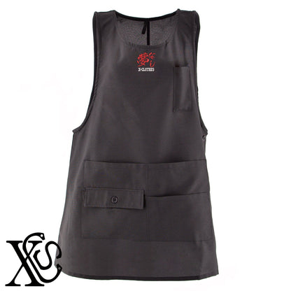 110夢なし柄 刺繍 ミドル エプロン ワンピース レディース 撥水加工 カフェ 業務用 保育士 介護士 飲食店 マタニティ サロペット 大きいサイズ【X-CLOTHES】オリジナル グッズ 刺繍 ワンポイント 雑貨【b 杢ベージュ 杢グレー ブラック】 【3文字標識-おもしろ文字】