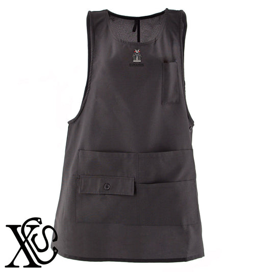 くまモン113柄 刺繍 ミドル エプロン ワンピース レディース 撥水加工 カフェ 業務用 保育士 介護士 飲食店 マタニティ サロペット 大きいサイズ【X-CLOTHES】オリジナル グッズ 刺繍 ワンポイント 雑貨【b 杢ベージュ 杢グレー ブラック】 【4くまモン-A】