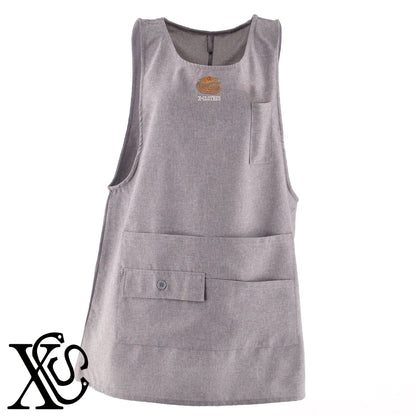 フトアゴヒゲトカゲ2柄 刺繍 ミドル エプロン ワンピース レディース 撥水加工 カフェ 業務用 保育士 介護士 飲食店 マタニティ サロペット 大きいサイズ【X-CLOTHES】オリジナル グッズ 刺繍 ワンポイント 雑貨【b 杢ベージュ 杢グレー ブラック】 【6動物鳥魚-小動物】