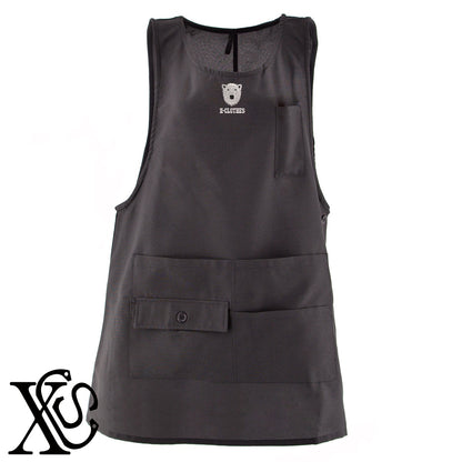北極クマ2柄 刺繍 ミドル エプロン ワンピース レディース 撥水加工 カフェ 業務用 保育士 介護士 飲食店 マタニティ サロペット 大きいサイズ【X-CLOTHES】オリジナル グッズ 刺繍 ワンポイント 雑貨【b 杢ベージュ 杢グレー ブラック】 【6動物鳥魚-猛獣】