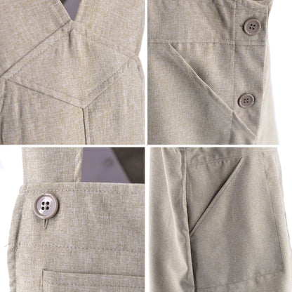折紙2柄 刺繍 ゆったり エプロン ワンピース レディース 撥水加工 カフェ 業務用 保育士 介護士 飲食店 マタニティ サロペット 大きいサイズ【X-CLOTHES】オリジナル グッズ 刺繍 ワンポイント 雑貨【b 杢ベージュ 杢グレー ブラック】【7家紋お祝-ロゴ】