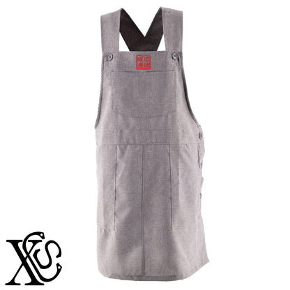 274切磋琢磨柄 刺繍 ゆったり エプロン ワンピース レディース 撥水加工 カフェ 業務用 保育士 介護士 飲食店 マタニティ サロペット 大きいサイズ【X-CLOTHES】オリジナル グッズ 刺繍 ワンポイント 雑貨【b 杢ベージュ 杢グレー ブラック】【3文字標識-四文字熟語-努力】