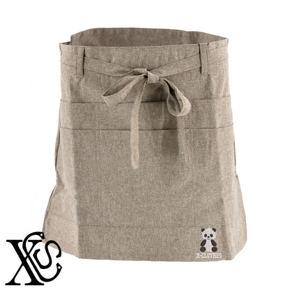 パンダ5柄 刺繍 ショート丈 エプロン 腰巻 ギャルソン レディース メンズ 撥水加工 カフェ ノンアイロン 業務用 おしゃれ 飲食店 仕事用 サロン【X-CLOTHES】オリジナル グッズ 刺繍 ワンポイント 雑貨【b 杢ベージュ 杢グレー ブラック】 【1各種動物-パンダ】