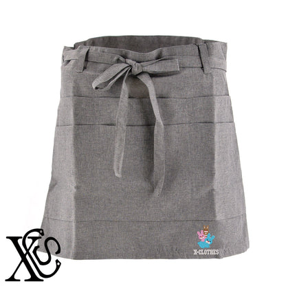 ウサギ10柄 刺繍 ショート丈 エプロン 腰巻 ギャルソン レディース メンズ 撥水加工 カフェ ノンアイロン 業務用 おしゃれ 飲食店 仕事用 サロン【X-CLOTHES】オリジナル グッズ 刺繍 ワンポイント 雑貨【b 杢ベージュ 杢グレー ブラック】 【1各種動物-小動物】