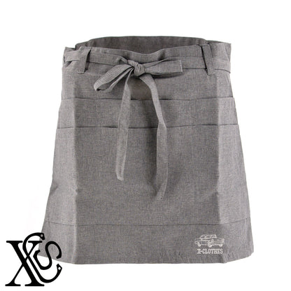 車2柄 刺繍 ショート丈 エプロン 腰巻 ギャルソン レディース メンズ 撥水加工 カフェ ノンアイロン 業務用 おしゃれ 飲食店 仕事用 サロン【X-CLOTHES】オリジナル グッズ 刺繍 ワンポイント 雑貨【b 杢ベージュ 杢グレー ブラック】 【2植物ロゴ-乗り物】