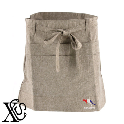 カンガルー2柄 刺繍 ショート丈 エプロン 腰巻 ギャルソン レディース メンズ 撥水加工 カフェ ノンアイロン 業務用 おしゃれ 飲食店 仕事用 サロン【X-CLOTHES】オリジナル グッズ 刺繍 ワンポイント 雑貨【b 杢ベージュ 杢グレー ブラック】 【2植物ロゴ-国旗】