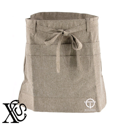 OTロゴ2柄 刺繍 ショート丈 エプロン 腰巻 ギャルソン レディース メンズ 撥水加工 カフェ ノンアイロン 業務用 おしゃれ 飲食店 仕事用 サロン【X-CLOTHES】オリジナル グッズ 刺繍 ワンポイント 雑貨【b 杢ベージュ 杢グレー ブラック】 【2植物ロゴ-文字ロゴ】