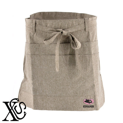 くまモン112柄 刺繍 ショート丈 エプロン 腰巻 ギャルソン レディース メンズ 撥水加工 カフェ ノンアイロン 業務用 おしゃれ 飲食店 仕事用 サロン【X-CLOTHES】オリジナル グッズ 刺繍 ワンポイント 雑貨【b 杢ベージュ 杢グレー ブラック】 【4くまモン-A】