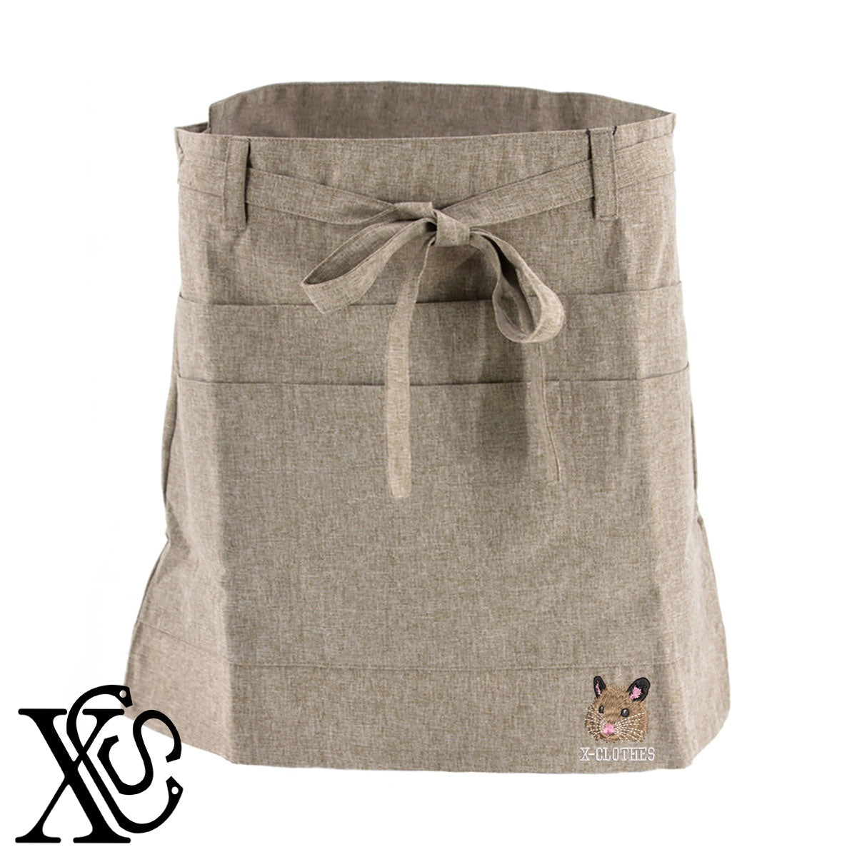 キンクマハムスター5柄 刺繍 ショート丈 エプロン 腰巻 ギャルソン レディース メンズ 撥水加工 カフェ ノンアイロン 業務用 おしゃれ 飲食店 仕事用 サロン【X-CLOTHES】オリジナル グッズ 刺繍 ワンポイント 雑貨【b 杢ベージュ 杢グレー ブラック】 【6動物鳥魚-小動物】
