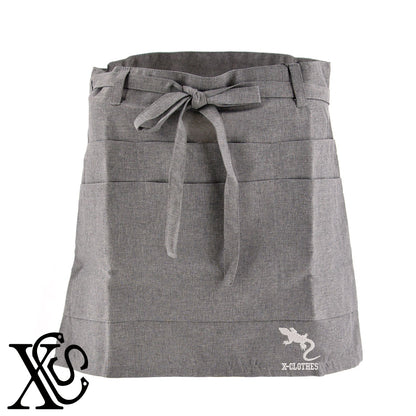 トカゲ2柄 刺繍 ショート丈 エプロン 腰巻 ギャルソン レディース メンズ 撥水加工 カフェ ノンアイロン 業務用 おしゃれ 飲食店 仕事用 サロン【X-CLOTHES】オリジナル グッズ 刺繍 ワンポイント 雑貨【b 杢ベージュ 杢グレー ブラック】 【6動物鳥魚-小動物】
