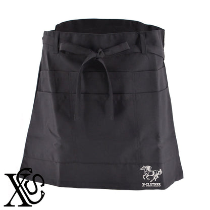 馬20柄 刺繍 ショート丈 エプロン 腰巻 ギャルソン レディース メンズ 撥水加工 カフェ ノンアイロン 業務用 おしゃれ 飲食店 仕事用 サロン【X-CLOTHES】オリジナル グッズ 刺繍 ワンポイント 雑貨【b 杢ベージュ 杢グレー ブラック】 【6動物鳥魚-草食動物】