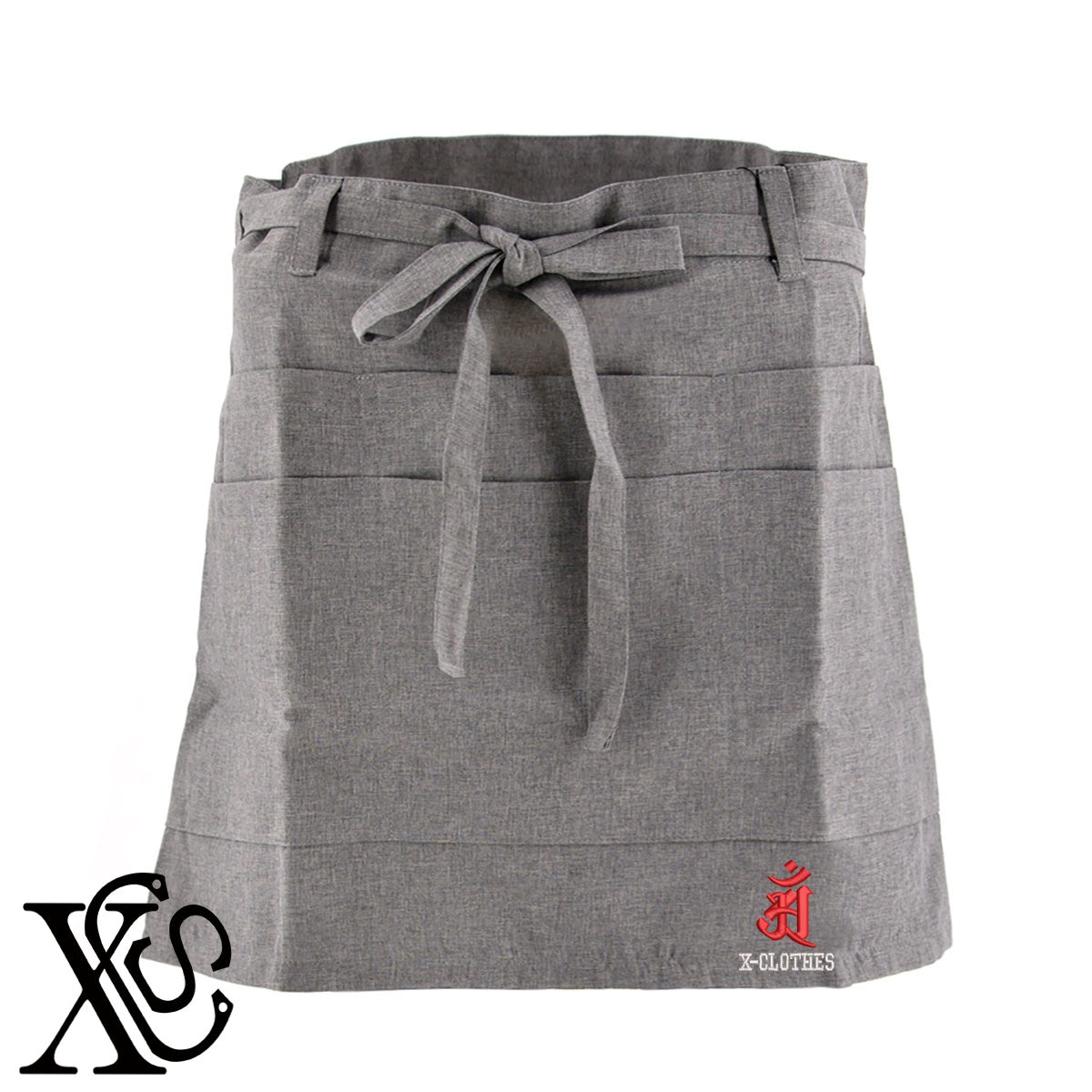 普賢菩薩-アン柄 刺繍 ショート丈 エプロン 腰巻 ギャルソン レディース メンズ 撥水加工 カフェ ノンアイロン 業務用 おしゃれ 飲食店 仕事用 サロン【X-CLOTHES】オリジナル グッズ 刺繍 ワンポイント 雑貨【b 杢ベージュ 杢グレー ブラック】 【7家紋お祝-ロゴ】