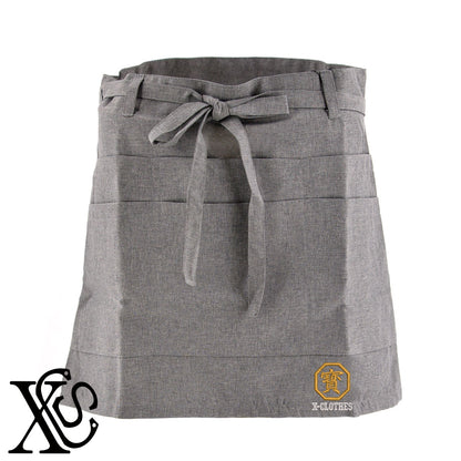 113寳柄 刺繍 ショート丈 エプロン 腰巻 ギャルソン レディース メンズ 撥水加工 カフェ ノンアイロン 業務用 おしゃれ 飲食店 仕事用 サロン【X-CLOTHES】オリジナル グッズ 刺繍 ワンポイント 雑貨【b 杢ベージュ 杢グレー ブラック】 【7家紋お祝-家紋81-120】