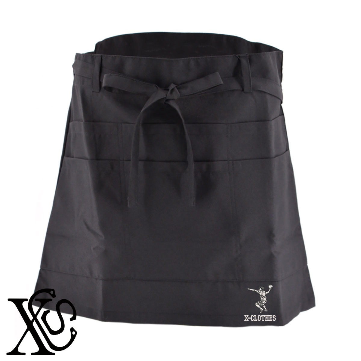 ドッチボール3柄 刺繍 ショート丈 エプロン 腰巻 ギャルソン レディース メンズ 撥水加工 カフェ ノンアイロン 業務用 おしゃれ 飲食店 仕事用 サロン【X-CLOTHES】オリジナル グッズ 刺繍 ワンポイント 雑貨【b 杢ベージュ 杢グレー ブラック】 【8競技音楽-その他競技】