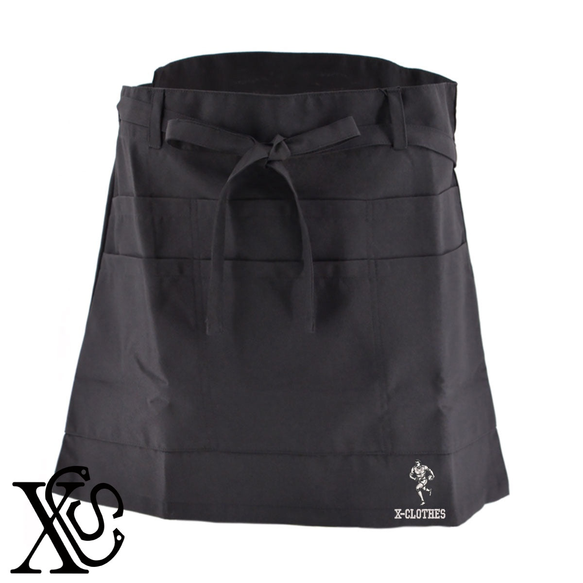 ラグビー9柄 刺繍 ショート丈 エプロン 腰巻 ギャルソン レディース メンズ 撥水加工 カフェ ノンアイロン 業務用 おしゃれ 飲食店 仕事用 サロン【X-CLOTHES】オリジナル グッズ 刺繍 ワンポイント 雑貨【b 杢ベージュ 杢グレー ブラック】 【8競技音楽-ラグビー】