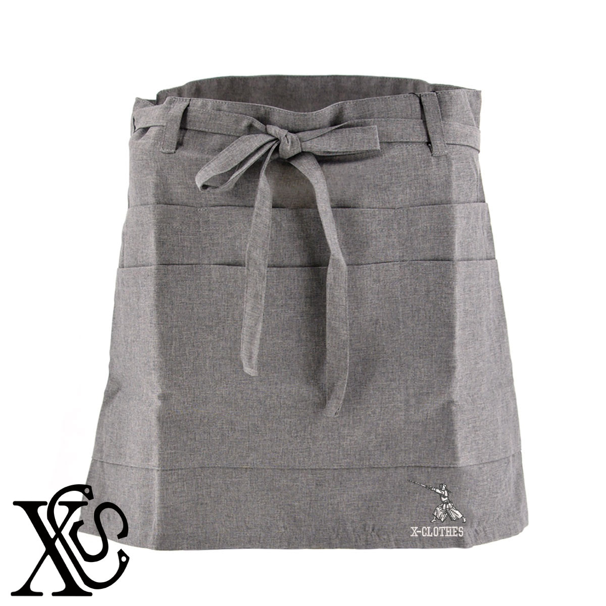 剣道4柄 刺繍 ショート丈 エプロン 腰巻 ギャルソン レディース メンズ 撥水加工 カフェ ノンアイロン 業務用 おしゃれ 飲食店 仕事用 サロン【X-CLOTHES】オリジナル グッズ 刺繍 ワンポイント 雑貨【b 杢ベージュ 杢グレー ブラック】 【8競技音楽-格闘技】