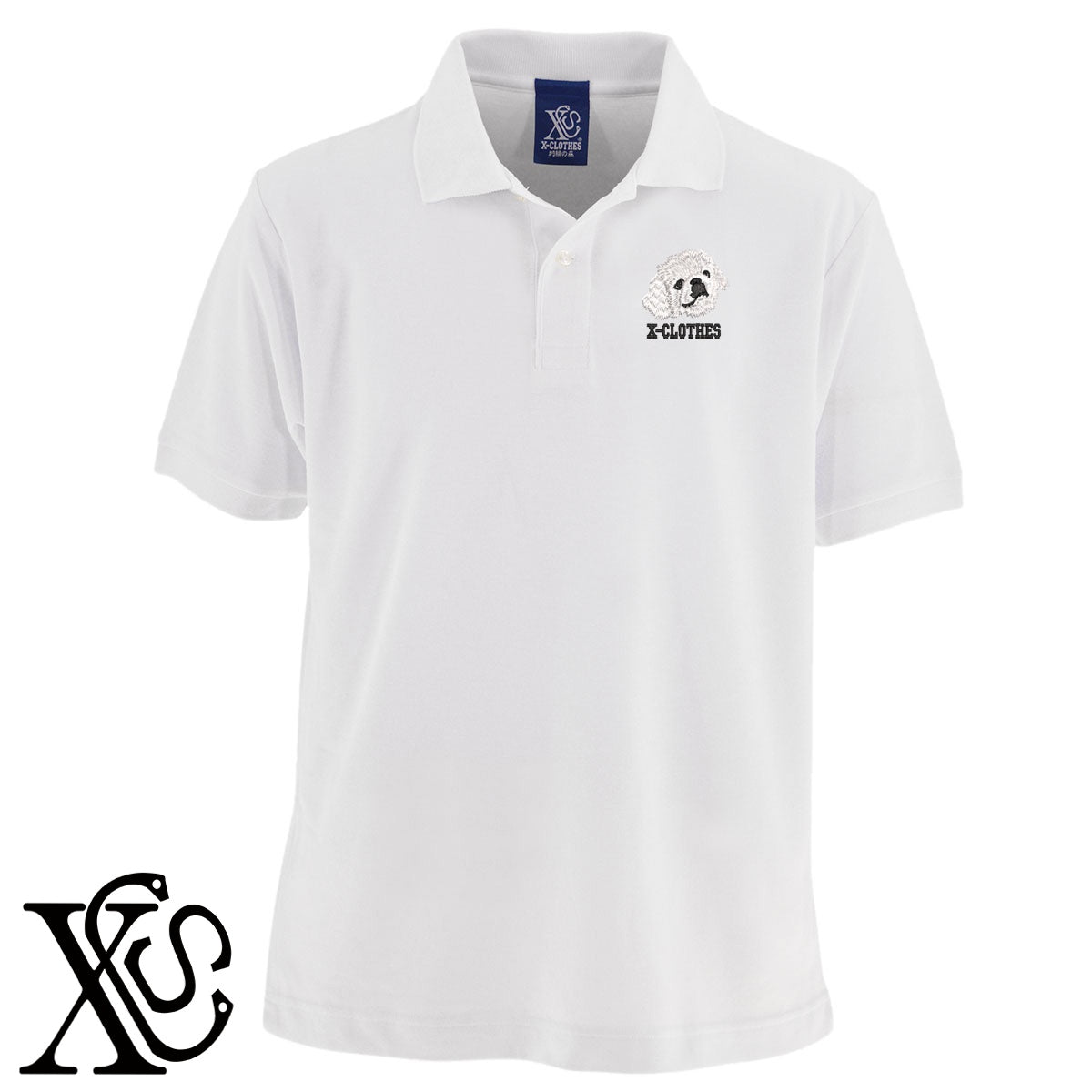 ペキニーズ4柄 刺繍 5.3oz ドライ カノコ 半袖 ポロシャツ メンズ レディース 大きいサイズあり【X-CLOTHES】オリジナル グッズ 刺繍 ワンポイント 雑貨【b 黒 紺 赤 ワイン】【g 白 灰】 【10犬猫図鑑-犬図鑑-C】