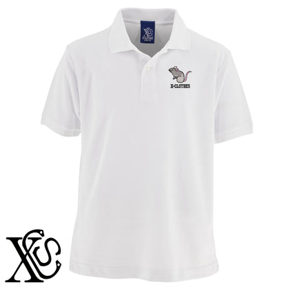 ネズミ2柄 刺繍 5.3oz ドライ カノコ 半袖 ポロシャツ メンズ レディース 大きいサイズあり【X-CLOTHES】オリジナル グッズ 刺繍 ワンポイント 雑貨【b 黒 紺 赤 ワイン】【g 白 灰】 【1各種動物-小動物】