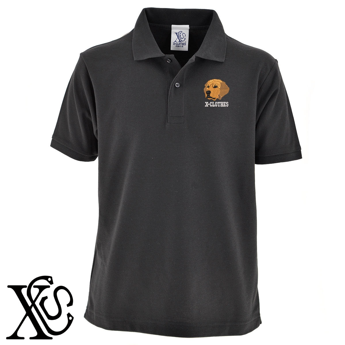 ゴールデンレトリバー2柄 刺繍 5.3oz ドライ カノコ 半袖 ポロシャツ メンズ レディース 大きいサイズあり【X-CLOTHES】オリジナル グッズ 刺繍 ワンポイント 雑貨【b 黒 紺 赤 ワイン】【g 白 灰】 【1各種動物-犬類】