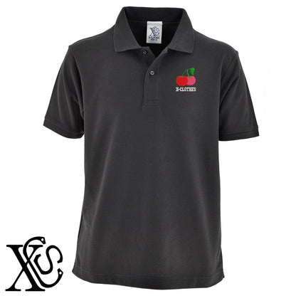 さくらんぼ3柄 刺繍 5.3oz ドライ カノコ 半袖 ポロシャツ メンズ レディース 大きいサイズあり【X-CLOTHES】オリジナル グッズ 刺繍 ワンポイント 雑貨【b 黒 紺 赤 ワイン】【g 白 灰】 【2植物ロゴ-果物】