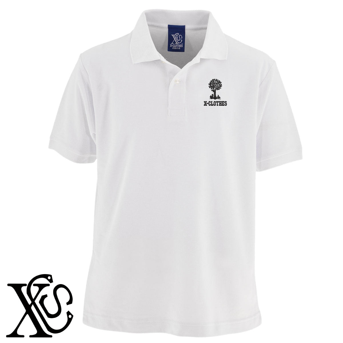 木と動物2柄 刺繍 5.3oz ドライ カノコ 半袖 ポロシャツ メンズ レディース 大きいサイズあり【X-CLOTHES】オリジナル グッズ 刺繍 ワンポイント 雑貨【b 黒 紺 赤 ワイン】【g 白 灰】 【2植物ロゴ-植物】