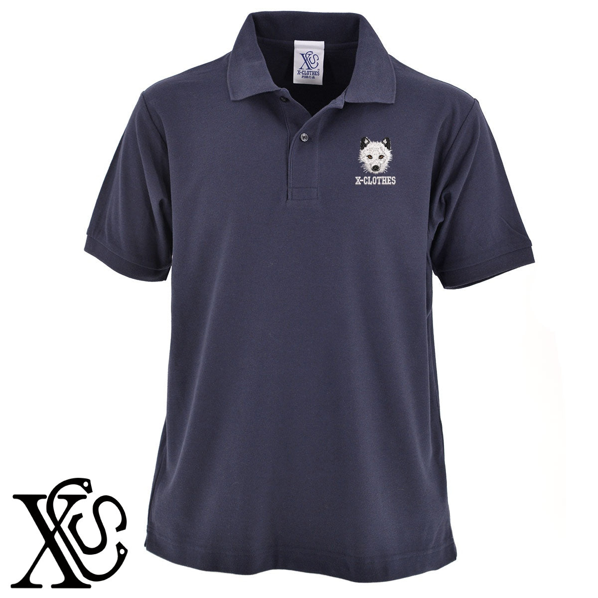 北極キツネ2柄 刺繍 5.3oz ドライ カノコ 半袖 ポロシャツ メンズ レディース 大きいサイズあり【X-CLOTHES】オリジナル グッズ 刺繍 ワンポイント 雑貨【b 黒 紺 赤 ワイン】【g 白 灰】 【6動物鳥魚-猛獣】