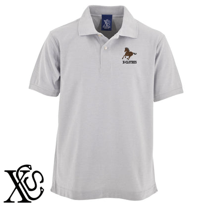 馬26柄 刺繍 5.3oz ドライ カノコ 半袖 ポロシャツ メンズ レディース 大きいサイズあり【X-CLOTHES】オリジナル グッズ 刺繍 ワンポイント 雑貨【b 黒 紺 赤 ワイン】【g 白 灰】 【6動物鳥魚-草食動物】