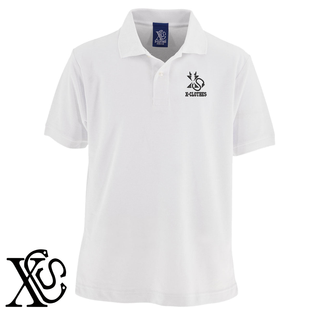 X-CLOTHES-7柄 刺繍 5.3oz ドライ カノコ 半袖 ポロシャツ メンズ レディース 大きいサイズあり【X-CLOTHES】オリジナル グッズ 刺繍 ワンポイント 雑貨【b 黒 紺 赤 ワイン】【g 白 灰】 【7家紋お祝-ロゴ】