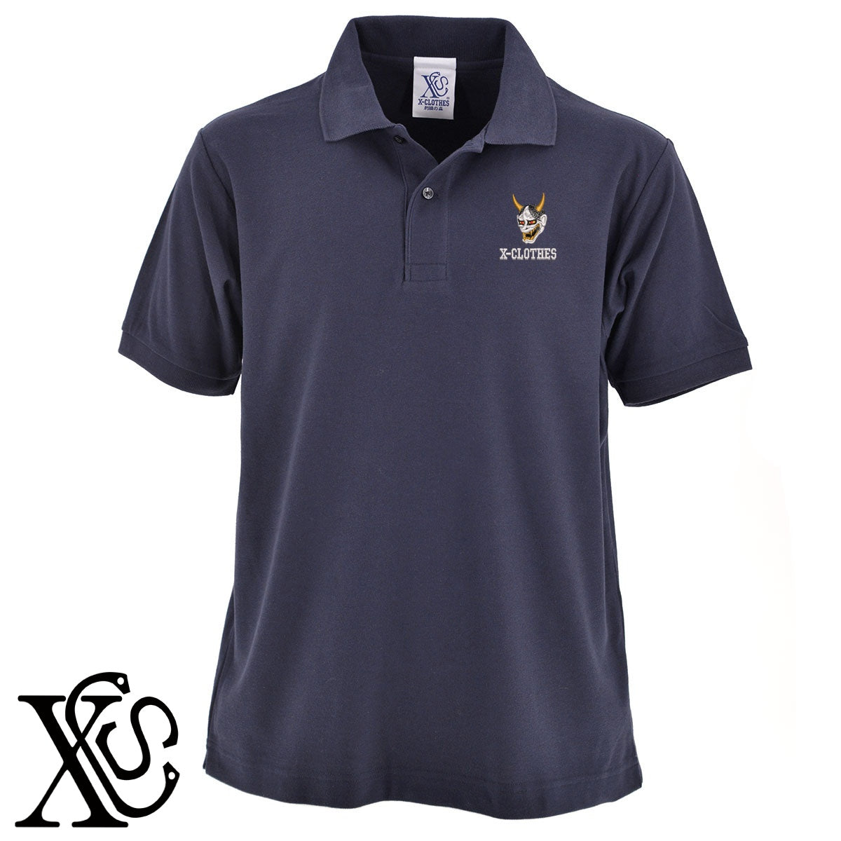 般若3柄 刺繍 5.3oz ドライ カノコ 半袖 ポロシャツ メンズ レディース 大きいサイズあり【X-CLOTHES】オリジナル グッズ 刺繍 ワンポイント 雑貨【b 黒 紺 赤 ワイン】【g 白 灰】 【9趣味料理-人物】