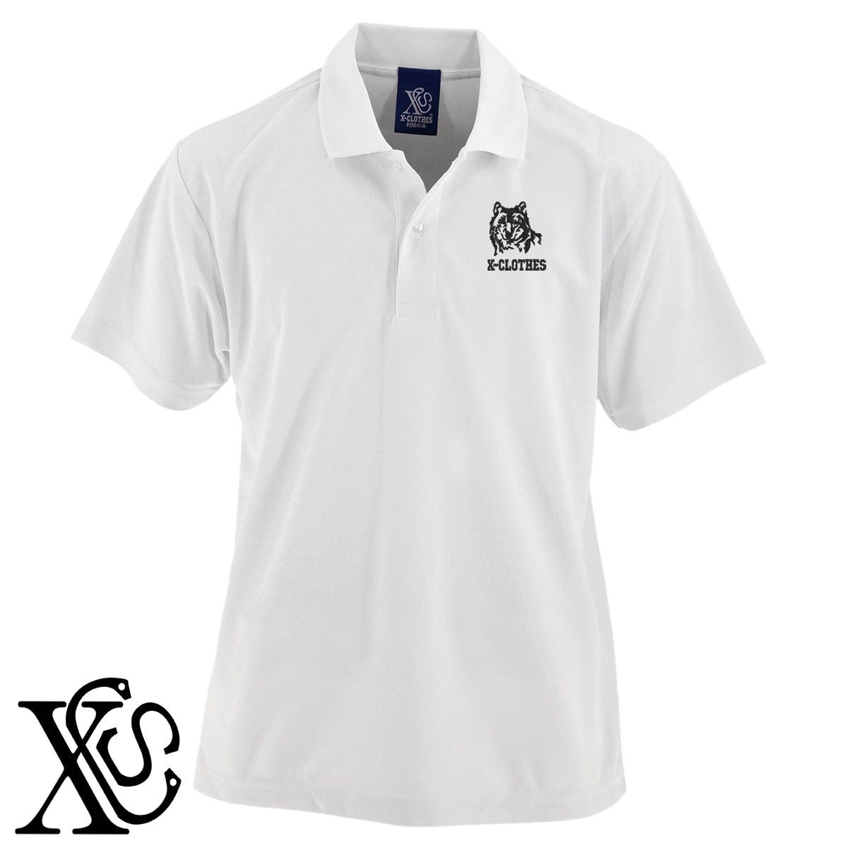 狼6柄 刺繍 4.7oz ドライ カノコ 半袖 ポロシャツ メンズ レディース 大きいサイズあり【X-CLOTHES】オリジナル グッズ 刺繍 ワンポイント 雑貨【b 2黒 86紺 69赤 72ワイン 84青】【g 白 6灰】 【1各種動物-猛獣】