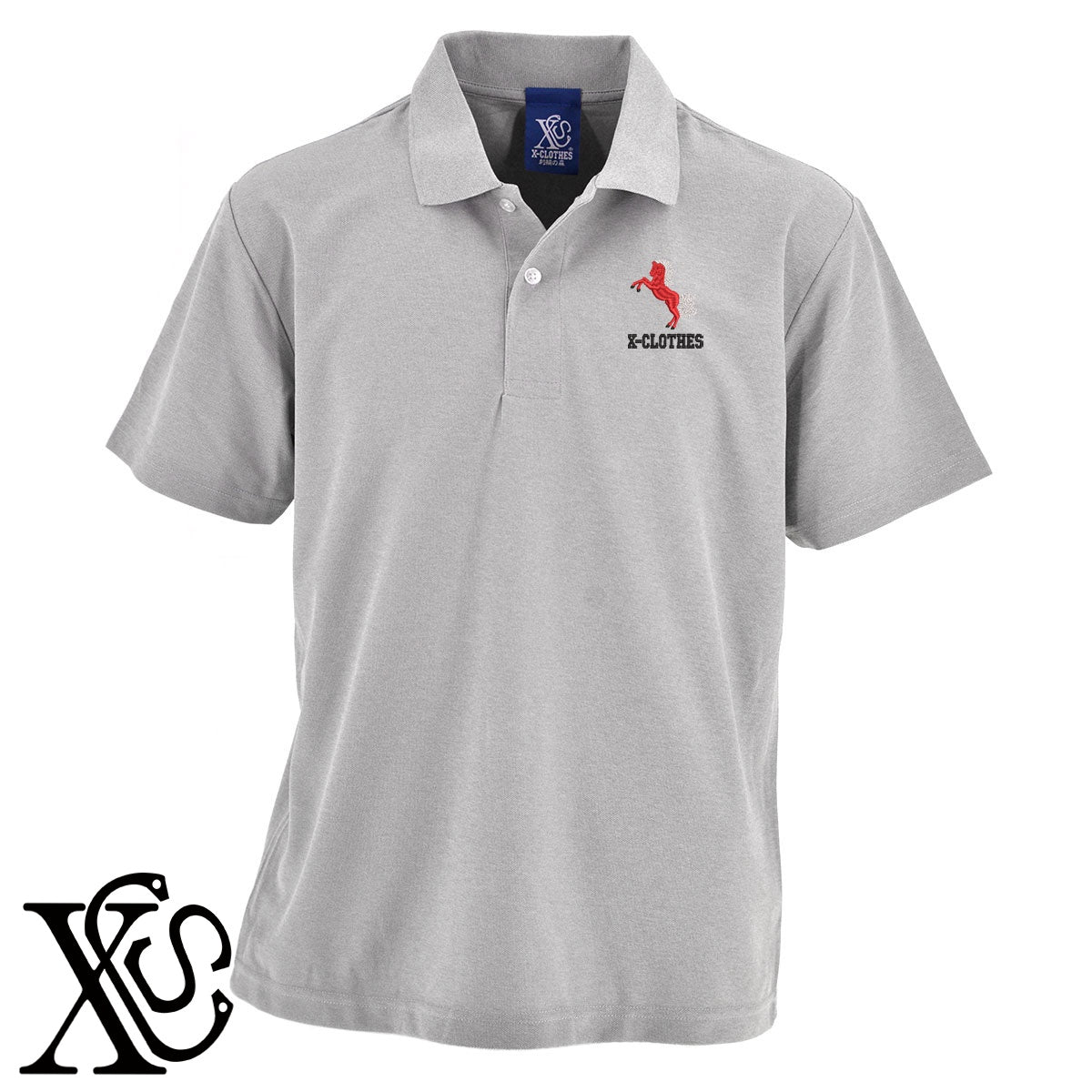 赤馬2柄 刺繍 4.7oz ドライ カノコ 半袖 ポロシャツ メンズ レディース 大きいサイズあり【X-CLOTHES】オリジナル グッズ 刺繍 ワンポイント 雑貨【b 2黒 86紺 69赤 72ワイン 84青】【g 白 6灰】 【1各種動物-草食動物】