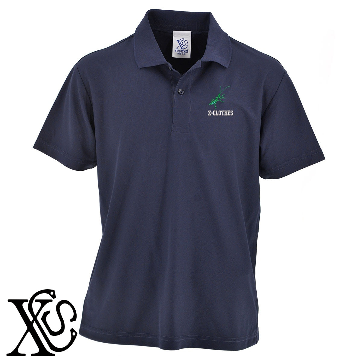 カマキリ2柄 刺繍 4.7oz ドライ カノコ 半袖 ポロシャツ メンズ レディース 大きいサイズあり【X-CLOTHES】オリジナル グッズ 刺繍 ワンポイント 雑貨【b 2黒 86紺 69赤 72ワイン 84青】【g 白 6灰】 【2植物ロゴ-昆虫】