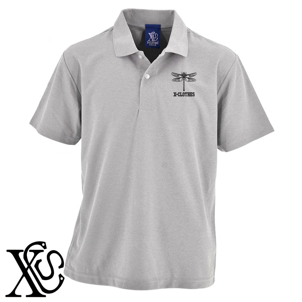 トンボ2柄 刺繍 4.7oz ドライ カノコ 半袖 ポロシャツ メンズ レディース 大きいサイズあり【X-CLOTHES】オリジナル グッズ 刺繍 ワンポイント 雑貨【b 2黒 86紺 69赤 72ワイン 84青】【g 白 6灰】 【2植物ロゴ-昆虫】