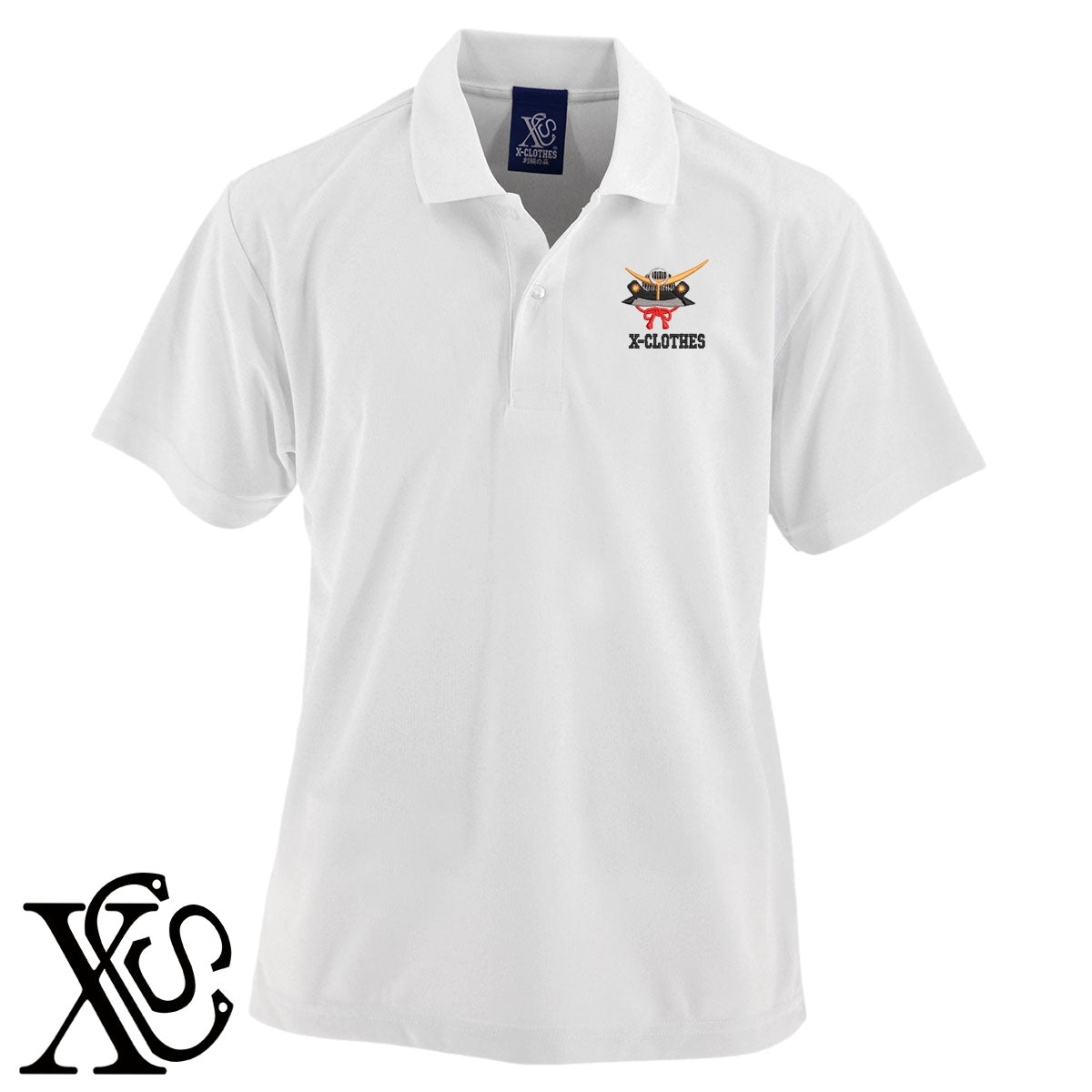 上杉謙信-兜2柄 刺繍 4.7oz ドライ カノコ 半袖 ポロシャツ メンズ レディース 大きいサイズあり【X-CLOTHES】オリジナル グッズ 刺繍 ワンポイント 雑貨【b 2黒 86紺 69赤 72ワイン 84青】【g 白 6灰】 【7家紋お祝-兜】