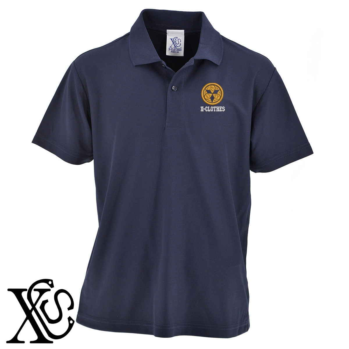 23丸に九枚笹柄 刺繍 4.7oz ドライ カノコ 半袖 ポロシャツ メンズ レディース 大きいサイズあり【X-CLOTHES】オリジナル グッズ 刺繍 ワンポイント 雑貨【b 2黒 86紺 69赤 72ワイン 84青】【g 白 6灰】 【7家紋お祝-家紋1-40】