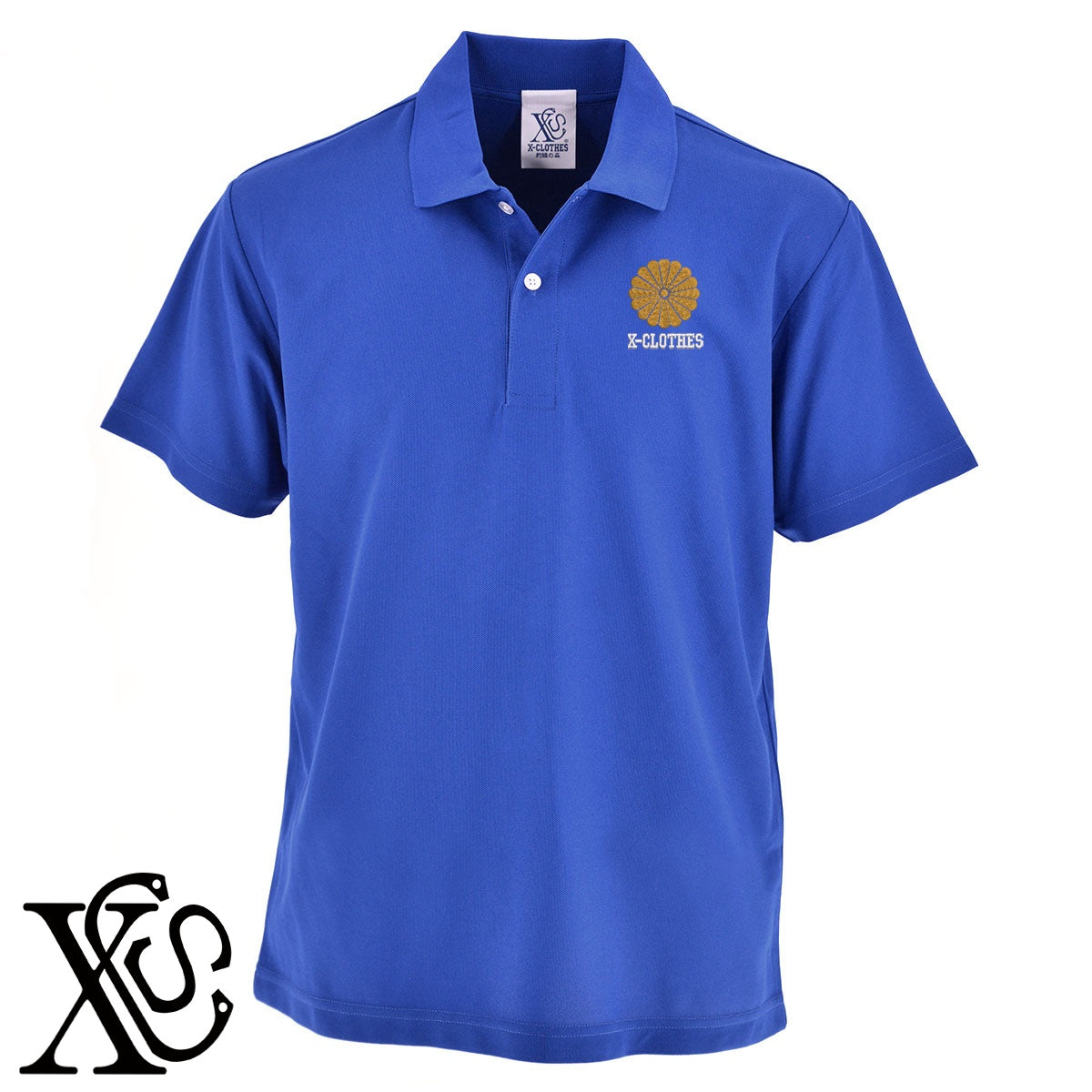 菊の紋章柄 刺繍 4.7oz ドライ カノコ 半袖 ポロシャツ メンズ レディース 大きいサイズあり【X-CLOTHES】オリジナル グッズ 刺繍 ワンポイント 雑貨【b 2黒 86紺 69赤 72ワイン 84青】【g 白 6灰】 【7家紋お祝-歴史上人物】