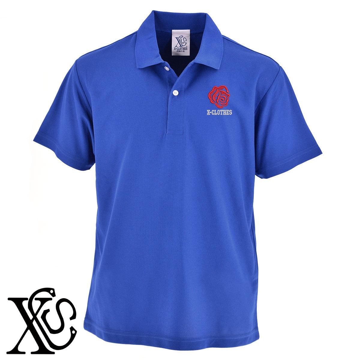 薔薇4柄 刺繍 4.7oz ドライ カノコ 半袖 ポロシャツ メンズ レディース 大きいサイズあり【X-CLOTHES】オリジナル グッズ 刺繍 ワンポイント 雑貨【b 2黒 86紺 69赤 72ワイン 84青】【g 白 6灰】 【9趣味料理-花】