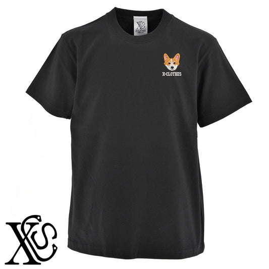 コーギー3柄 刺繍 5.6oz 綿100% 半袖 Tシャツ メンズ レディース カットソー 大きいサイズあり【X-CLOTHES】オリジナル グッズ 刺繍 ワンポイント 雑貨【b 黒 紺 ブルー 赤 ワイン】【g 白 灰】 【10犬猫図鑑-犬図鑑-A】