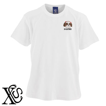 シーズー4柄 刺繍 5.6oz 綿100% 半袖 Tシャツ メンズ レディース カットソー 大きいサイズあり【X-CLOTHES】オリジナル グッズ 刺繍 ワンポイント 雑貨【b 黒 紺 ブルー 赤 ワイン】【g 白 灰】 【10犬猫図鑑-犬図鑑-A】