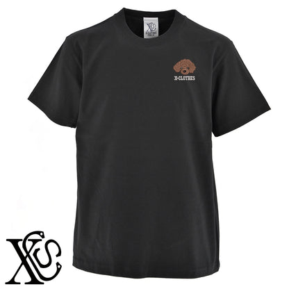 トイプードル7柄 刺繍 5.6oz 綿100% 半袖 Tシャツ メンズ レディース カットソー 大きいサイズあり【X-CLOTHES】オリジナル グッズ 刺繍 ワンポイント 雑貨【b 黒 紺 ブルー 赤 ワイン】【g 白 灰】 【10犬猫図鑑-犬図鑑-A】