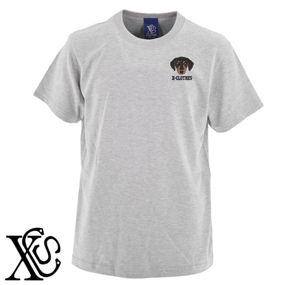 ダックスフント9柄 刺繍 5.6oz 綿100% 半袖 Tシャツ メンズ レディース カットソー 大きいサイズあり【X-CLOTHES】オリジナル グッズ 刺繍 ワンポイント 雑貨【b 黒 紺 ブルー 赤 ワイン】【g 白 灰】 【10犬猫図鑑-犬図鑑-B】