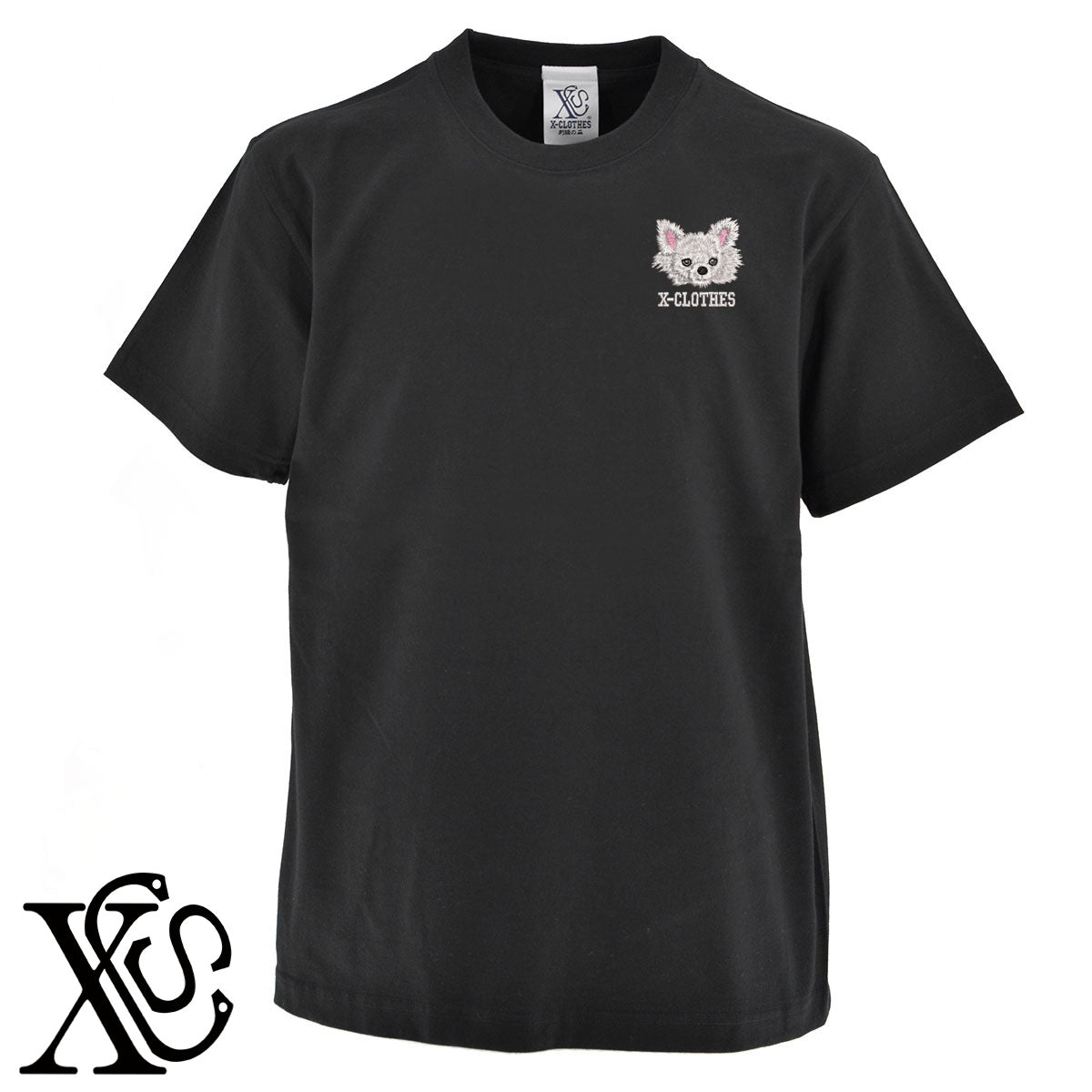 チワワ10柄 刺繍 5.6oz 綿100% 半袖 Tシャツ メンズ レディース カットソー 大きいサイズあり【X-CLOTHES】オリジナル グッズ 刺繍 ワンポイント 雑貨【b 黒 紺 ブルー 赤 ワイン】【g 白 灰】 【10犬猫図鑑-犬図鑑-B】