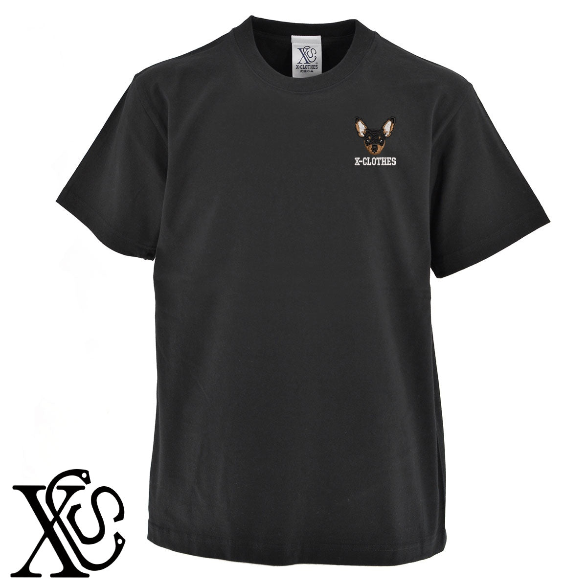 トイテリア2柄 刺繍 5.6oz 綿100% 半袖 Tシャツ メンズ レディース カットソー 大きいサイズあり【X-CLOTHES】オリジナル グッズ 刺繍 ワンポイント 雑貨【b 黒 紺 ブルー 赤 ワイン】【g 白 灰】 【10犬猫図鑑-犬図鑑-B】