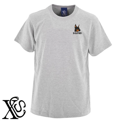 ドーベルマン3柄 刺繍 5.6oz 綿100% 半袖 Tシャツ メンズ レディース カットソー 大きいサイズあり【X-CLOTHES】オリジナル グッズ 刺繍 ワンポイント 雑貨【b 黒 紺 ブルー 赤 ワイン】【g 白 灰】 【10犬猫図鑑-犬図鑑-B】