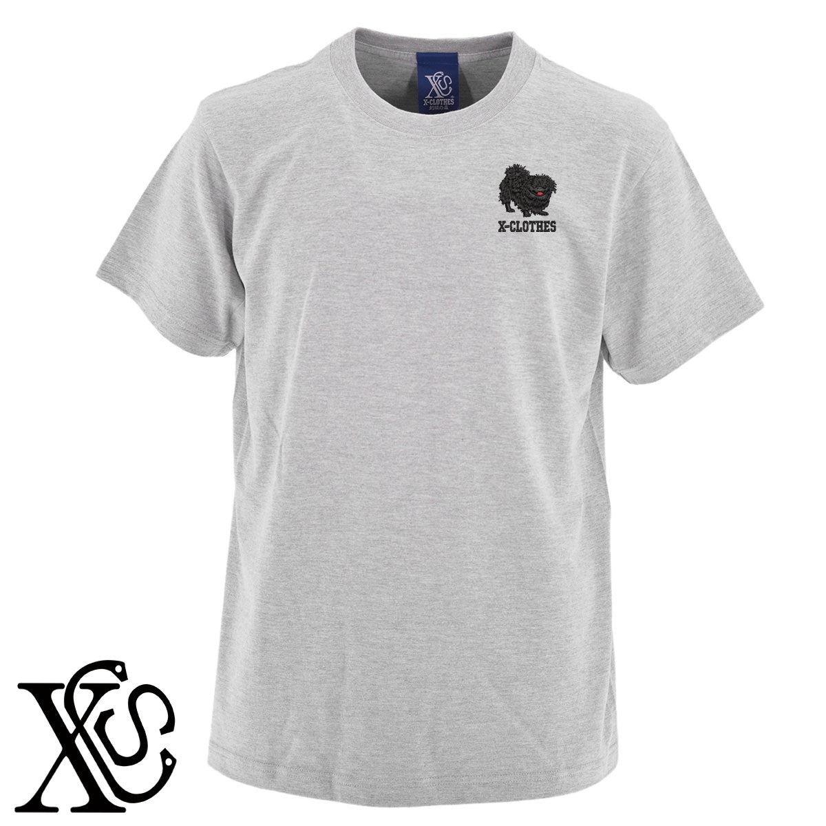 ペキニーズ7柄 刺繍 5.6oz 綿100% 半袖 Tシャツ メンズ レディース カットソー 大きいサイズあり【X-CLOTHES】オリジナル グッズ 刺繍 ワンポイント 雑貨【b 黒 紺 ブルー 赤 ワイン】【g 白 灰】 【10犬猫図鑑-犬図鑑-C】